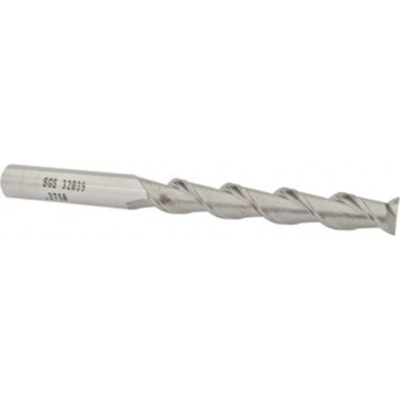KYOCERA SGS 3/8, 2-1/2 LOC, 3/8 Shank Diam, 4-1/4 OAL, 2 Flute, Solid Carbide Square End Mill Single End, Uncoated, S...